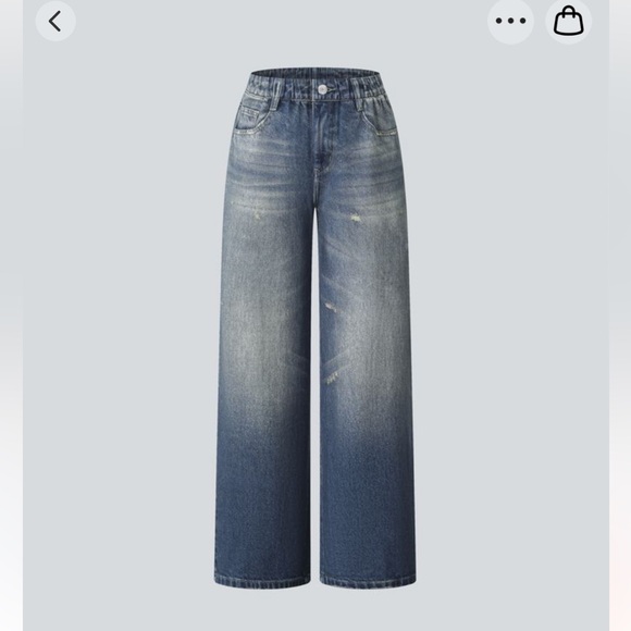 NWT Halara Mid Rise french terry denim sweat-pant jeans with pockets - Picture 7 of 13